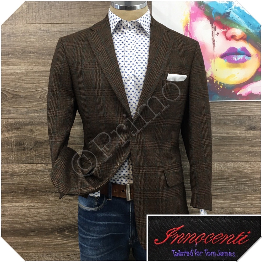 TOM JAMES Mens Bespoke Blazer Sport Coat Casual Jacket Size 38R Classic Suit